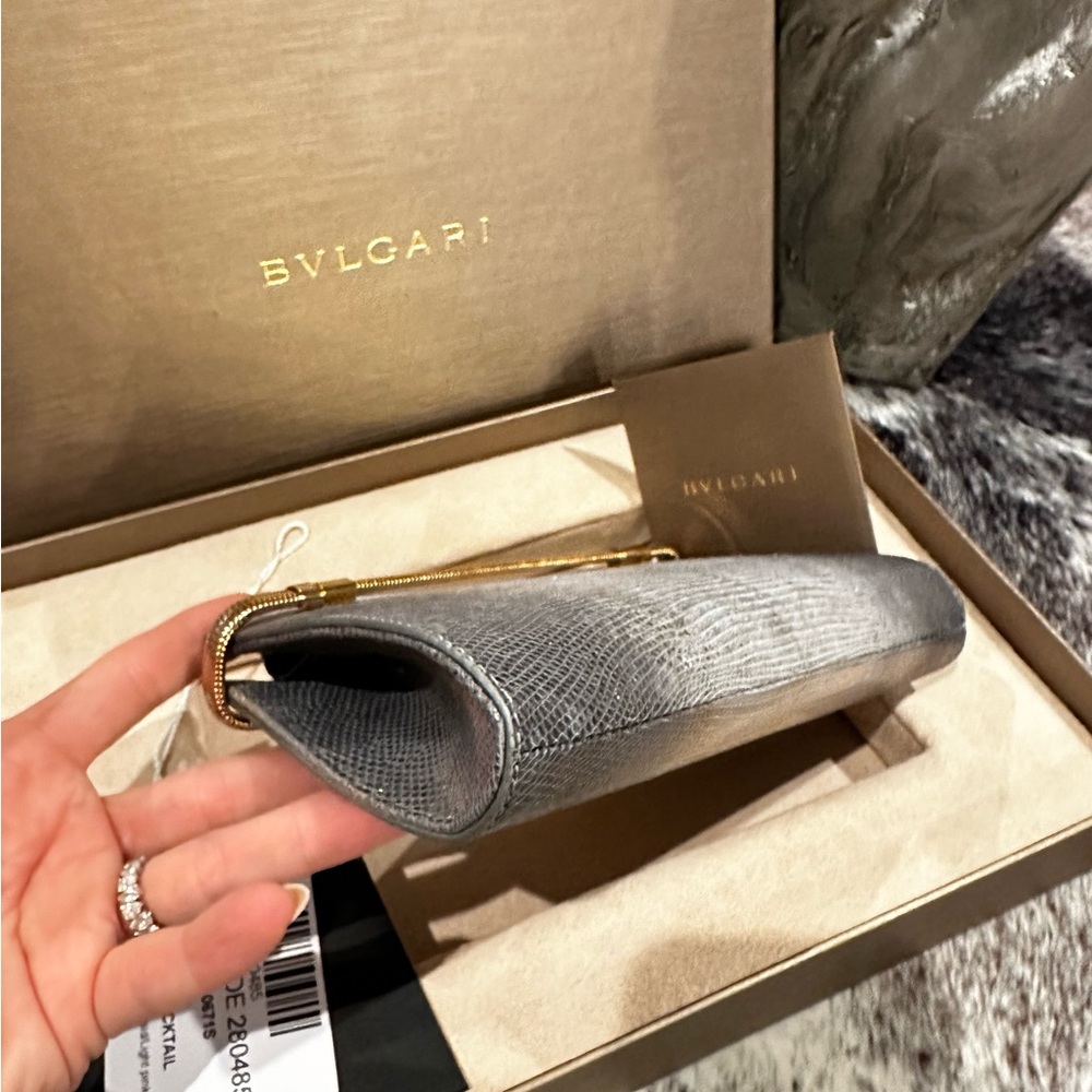 Bvlgari Serpenti "Tubogas" Stingray Lizard Metallic Chain Clutch. NEW WITH BOX - Picture 12 of 15